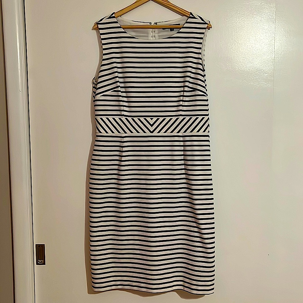 Preston & York Navy and White Striped Dress